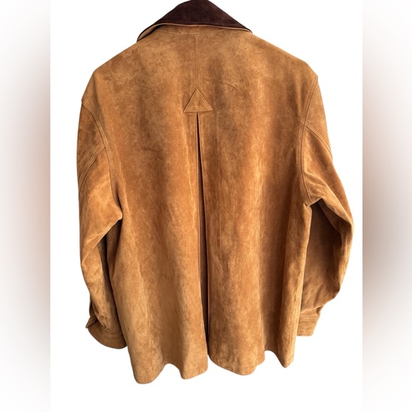 Zara Womens Camel Suede Barn Jacket with Dark Brown Collar - Picture 3 of 4